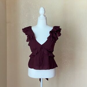 Burgundy Ruffle Blouse